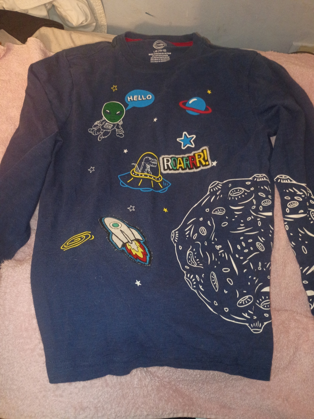 wonder nation Navy Blue Space Rocket Long Sleeve Tee